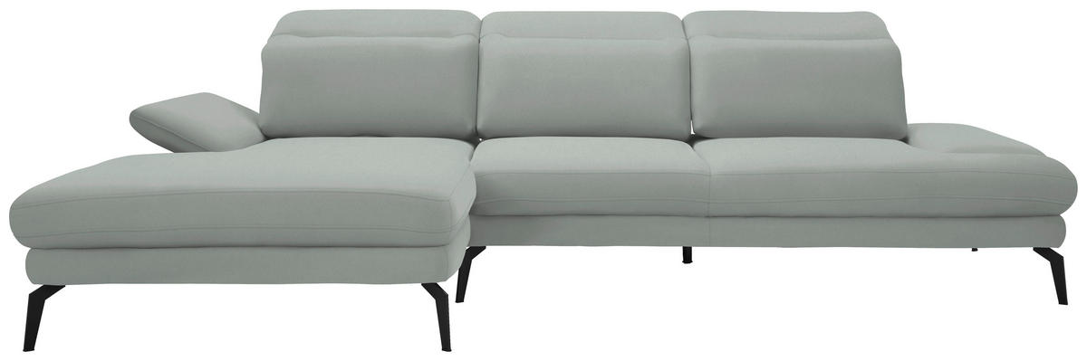 ECKSOFA in Flachgewebe Hellgrau  - Hellgrau/Schwarz, Design, Textil/Metall (180/289cm) - Stylife