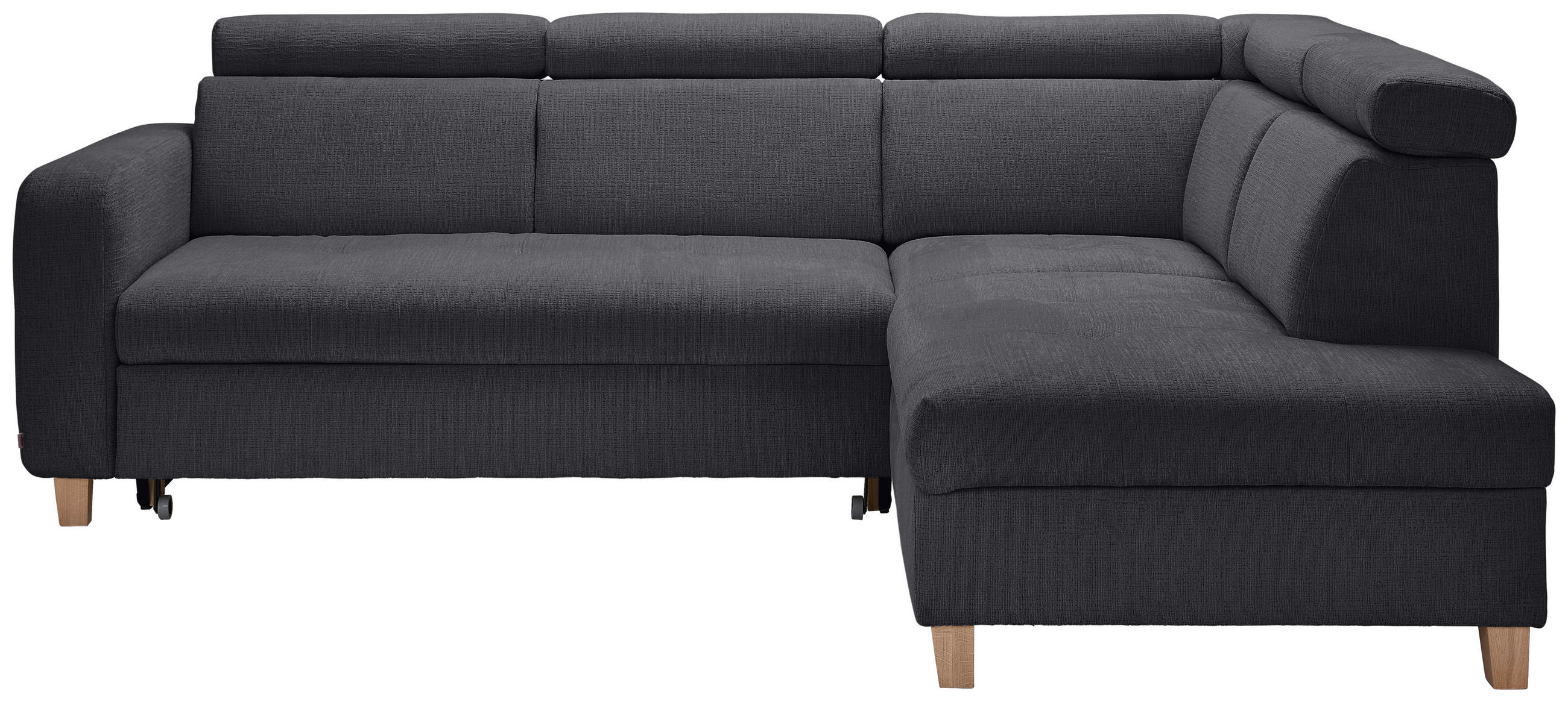 ECKSOFA inkl. Funktionen Graphitfarben Samt  - Graphitfarben/Bronzefarben, Design, Holz/Textil (261/206cm) - Venda