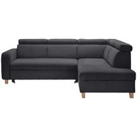 ECKSOFA inkl. Funktionen Graphitfarben Samt  - Graphitfarben/Bronzefarben, Design, Holz/Textil (261/206cm) - Venda