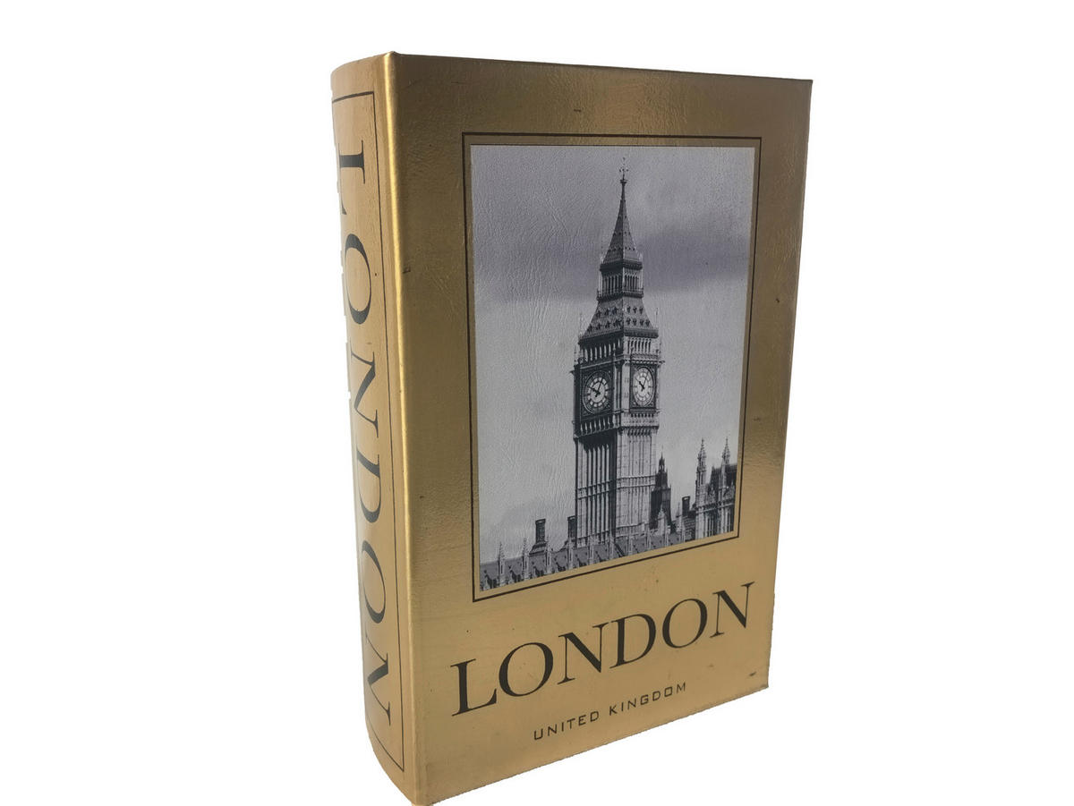 BÜCHERBOX    27/18/7 cm  - Goldfarben/Grau, LIFESTYLE, Holz/Kunststoff (27/18/7cm) - Ambia Home