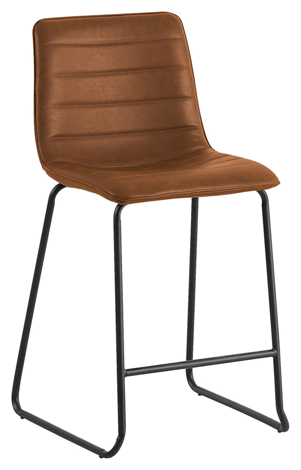 BARHOCKER-SET Lederlook Cognac Stahl  - Cognac/Schwarz, KONVENTIONELL, Kunststoff/Textil (49/98/54,5cm) - MID.YOU