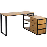 SAROKÍRÓASZTAL  - tölgyfa színű/fekete, Modern, faalapú anyag/fém (140/100/75cm) - Livetastic