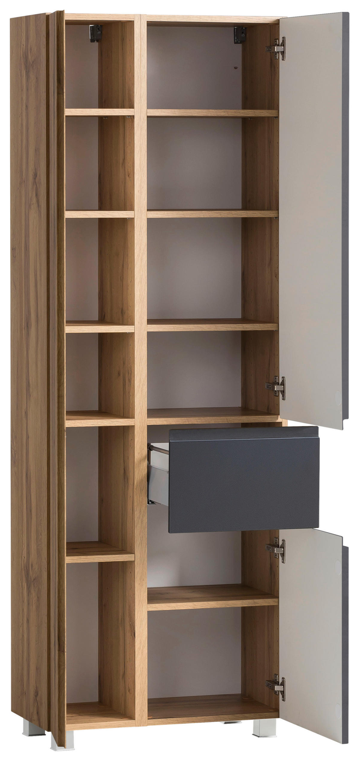 HOCHSCHRANK 65/180/35 cm  - Eiche Wotan/Grau, MODERN, Holzwerkstoff (65/180/35cm) - Held