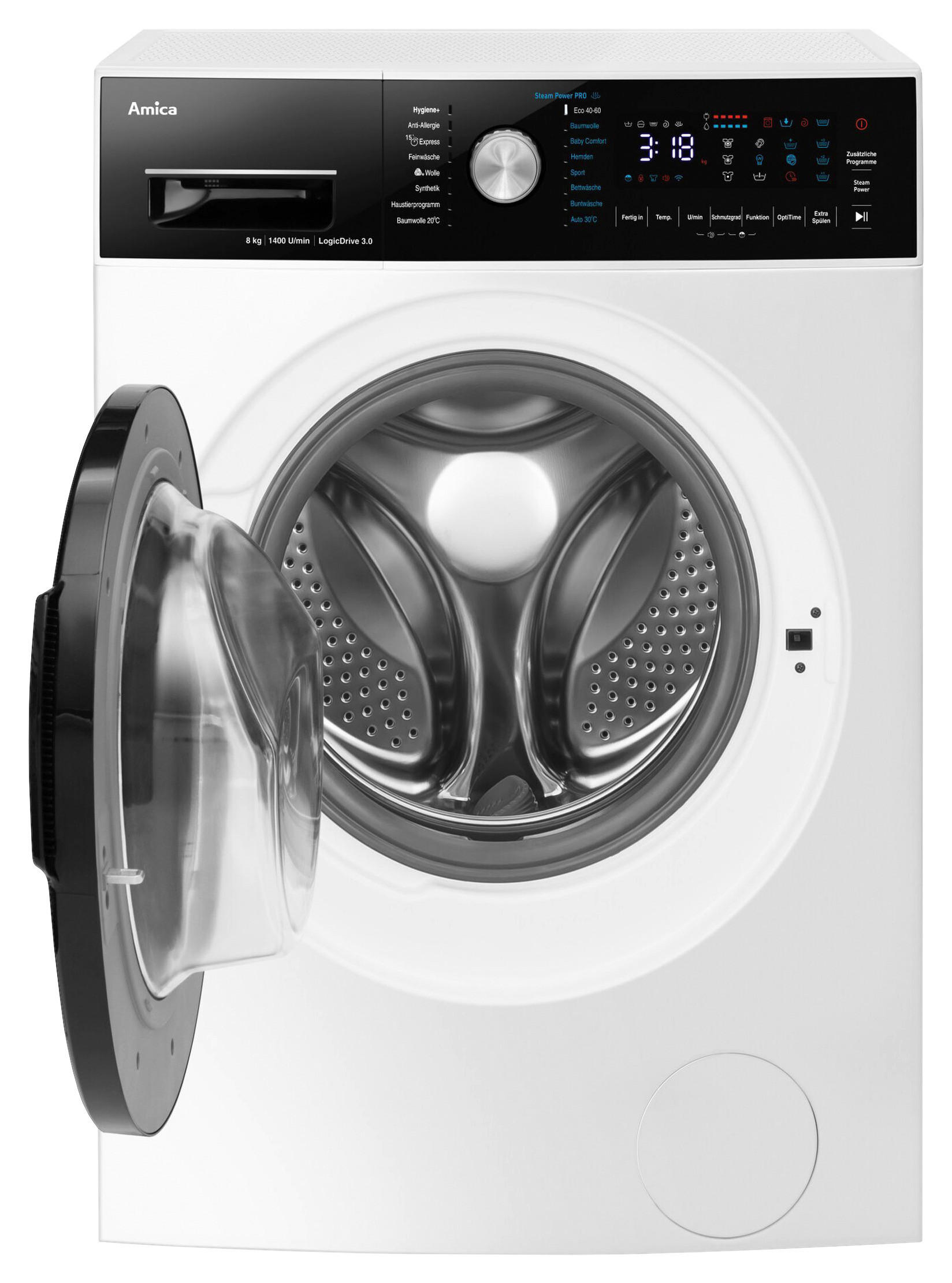 WASCHMASCHINE WA 484 091  - Schwarz/Weiß, Basics, Kunststoff/Metall (59,5/85,0/47,5cm) - Amica