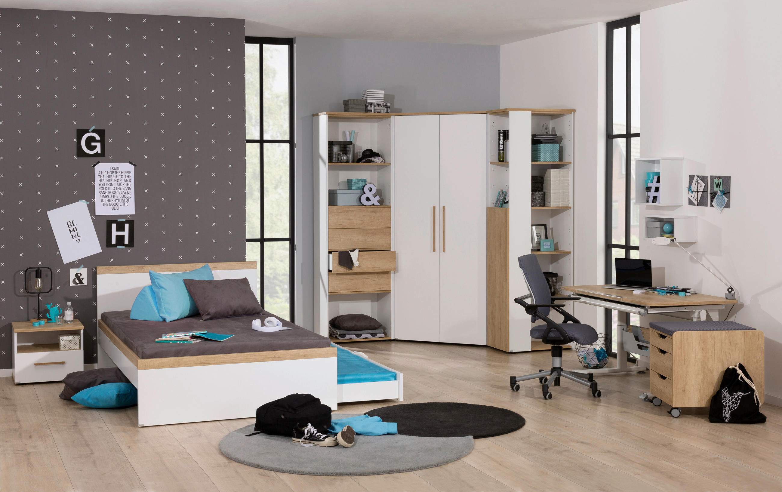 ECKKLEIDERSCHRANK 101,9/206/125,9 cm  - Weiss/Eichefarben, Konventionell, Holz/Holzwerkstoff (101,9/206/125,9cm) - Paidi
