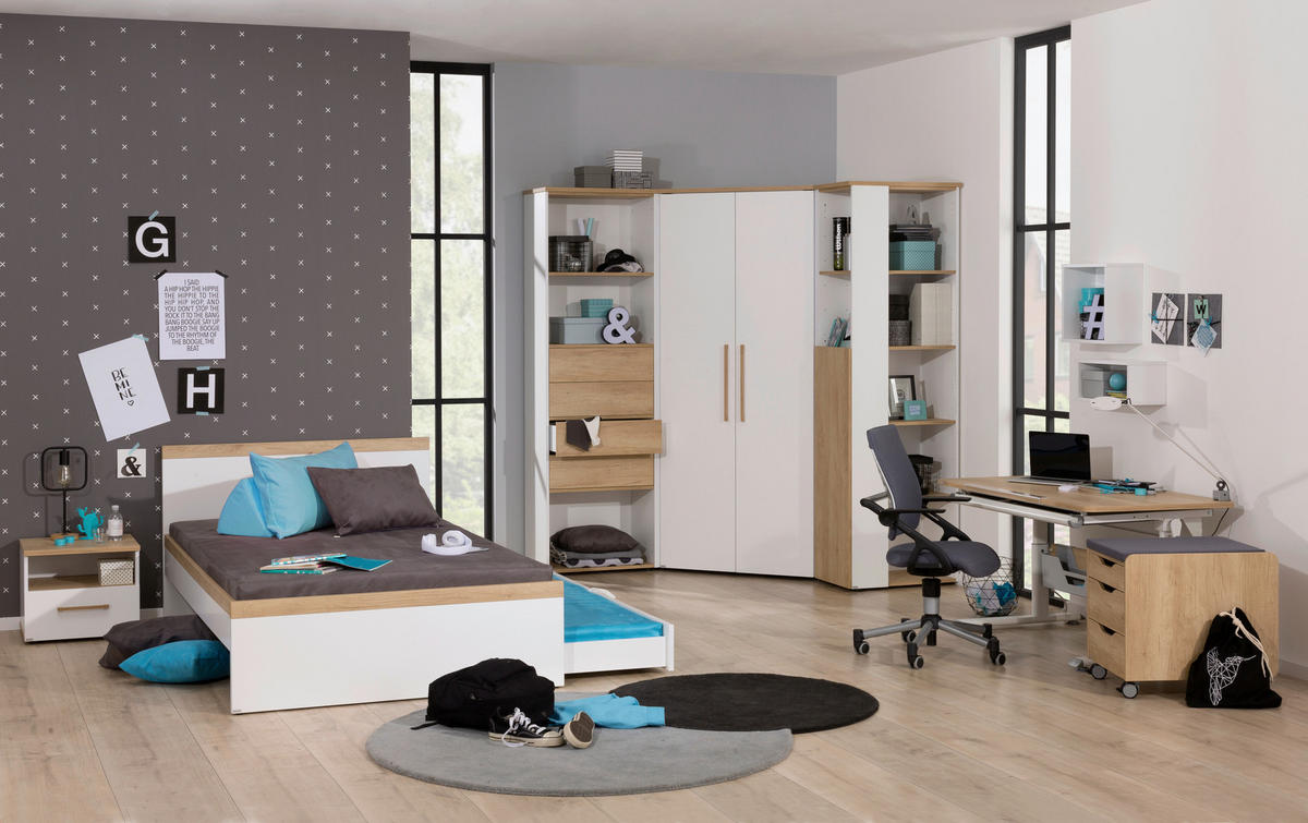 ECKKLEIDERSCHRANK 101,9/206/125,9 cm  - Weiss/Eichefarben, Konventionell, Holz/Holzwerkstoff (101,9/206/125,9cm) - Paidi