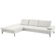 ECKSOFA in Echtleder Weiß  195/308 cm  - Schwarz/Weiß, Design, Leder/Metall (195/308cm) - Dieter Knoll