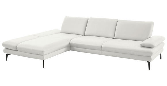 ECKSOFA in Echtleder Weiß  195/308 cm  - Schwarz/Weiß, Design, Leder/Metall (195/308cm) - Dieter Knoll