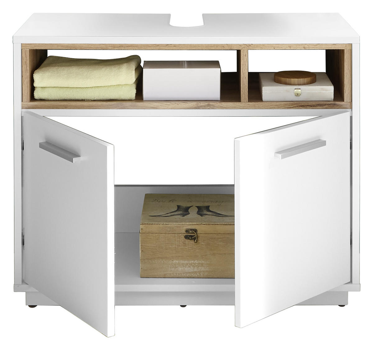 WASCHBECKENUNTERSCHRANK 80/64/40 cm  - Eichefarben/Alufarben, Design, Holzwerkstoff/Kunststoff (80/64/40cm) - MID.YOU