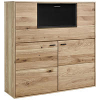 HIGHBOARD  in 123/123/37 cm  - Eichefarben/Anthrazit, KONVENTIONELL, Glas/Holz (123/123/37cm) - Musterring
