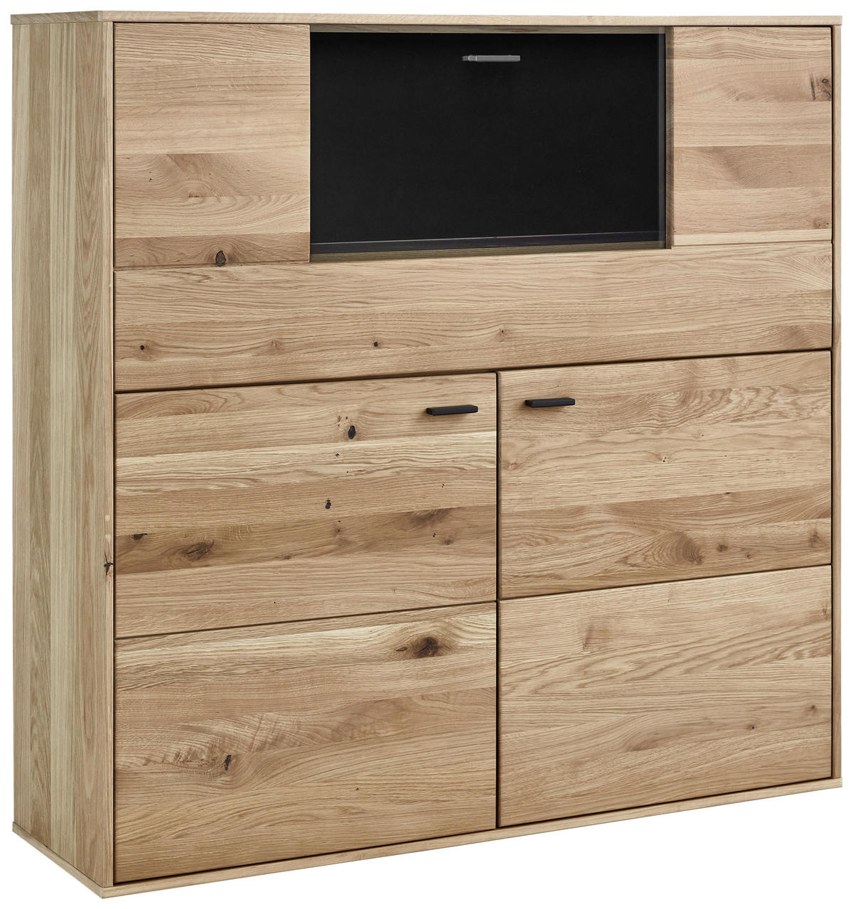 HIGHBOARD  in 123/123/37 cm  - Eichefarben/Anthrazit, KONVENTIONELL, Glas/Holz (123/123/37cm) - Musterring