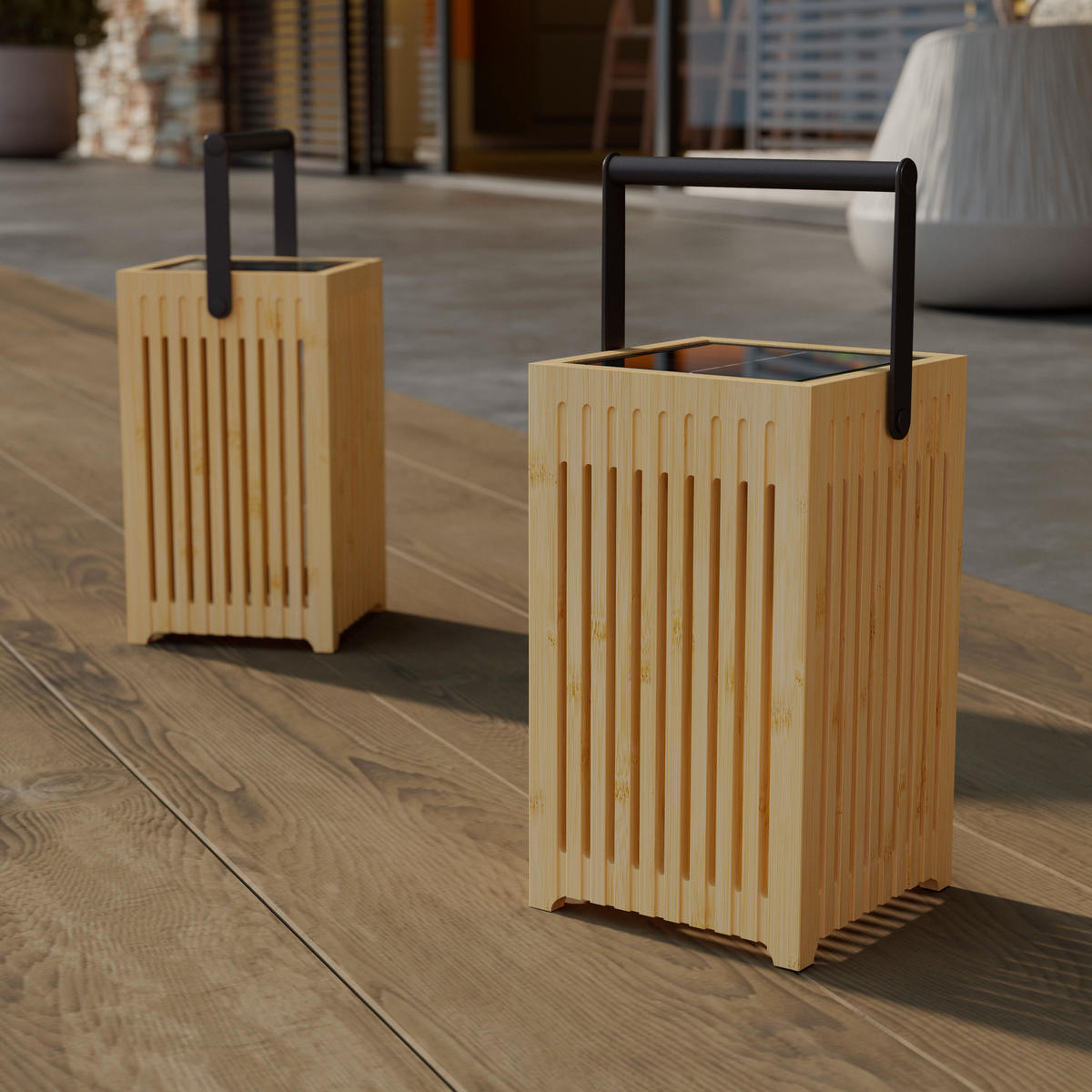 SOLÁRNE SVIETIDLO, 10/10/18 cm - čierna, Design, kov/drevo (10/10/18cm) - Ambia Garden