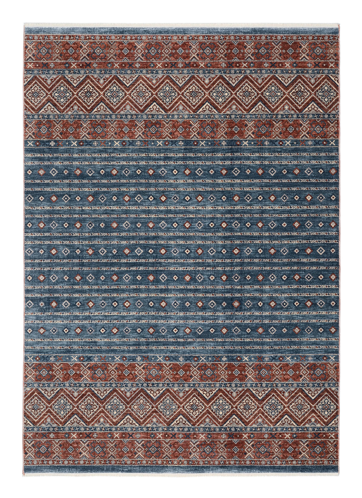 LÄUFER 80/240 cm Korsika Blau, Rot  - Blau/Rot, Design, Textil (80/240cm) - Novel