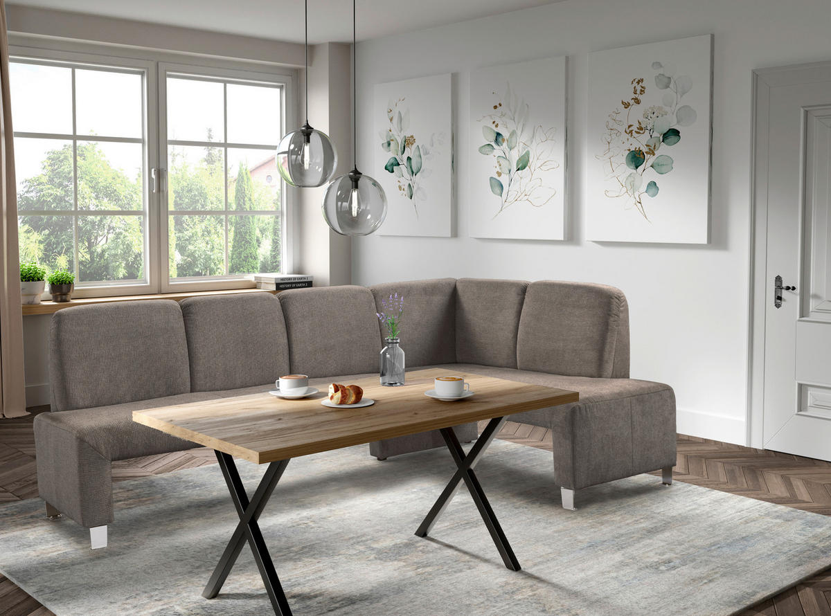 KLUPA KUTNA  smeđa  drvo, tekstil, drvni materijal      - srebrne boje/smeđa, Moderno, drvni materijal/drvo (243/158cm) - Livetastic