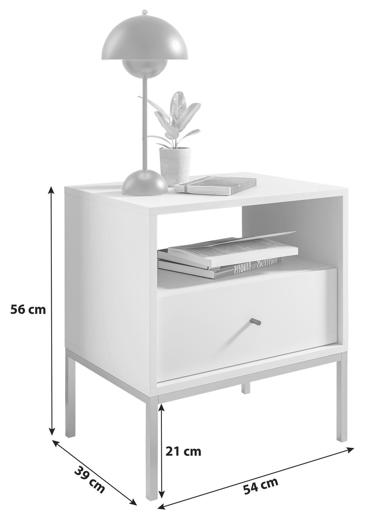 NACHTSCHRANK 54/56/39 cm  - Schwarz/Graphitfarben, MODERN, Holzwerkstoff/Metall (54/56/39cm) - MID.YOU