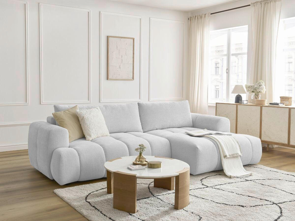 ECKSCHLAFSOFA FUJI Leinenoptik Hellgrau  inkl.  - Hellgrau/Schwarz, MODERN, Kunststoff/Textil (292/160cm)