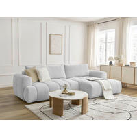 ECKSCHLAFSOFA FUJI Leinenoptik Hellgrau  inkl.  - Hellgrau/Schwarz, MODERN, Kunststoff/Textil (292/160cm)