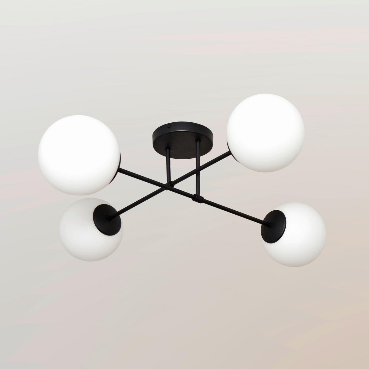 DECKENLEUCHTE    76/76/26 cm  - Schwarz, Design, Metall (76/76/26cm)