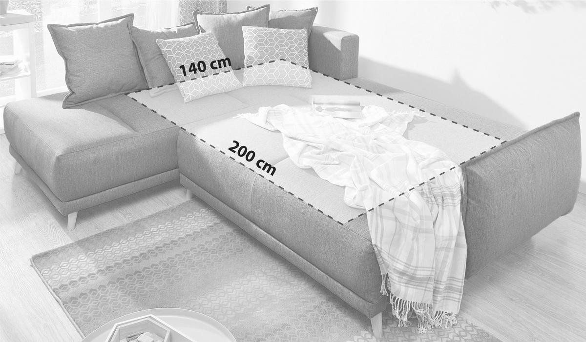 ROZKLADACIA ROHOVÁ POHOVKA, textil, svetlohnedá - svetlohnedá/hnedá, Basics, drevo/textil (190/235cm) - MID.YOU