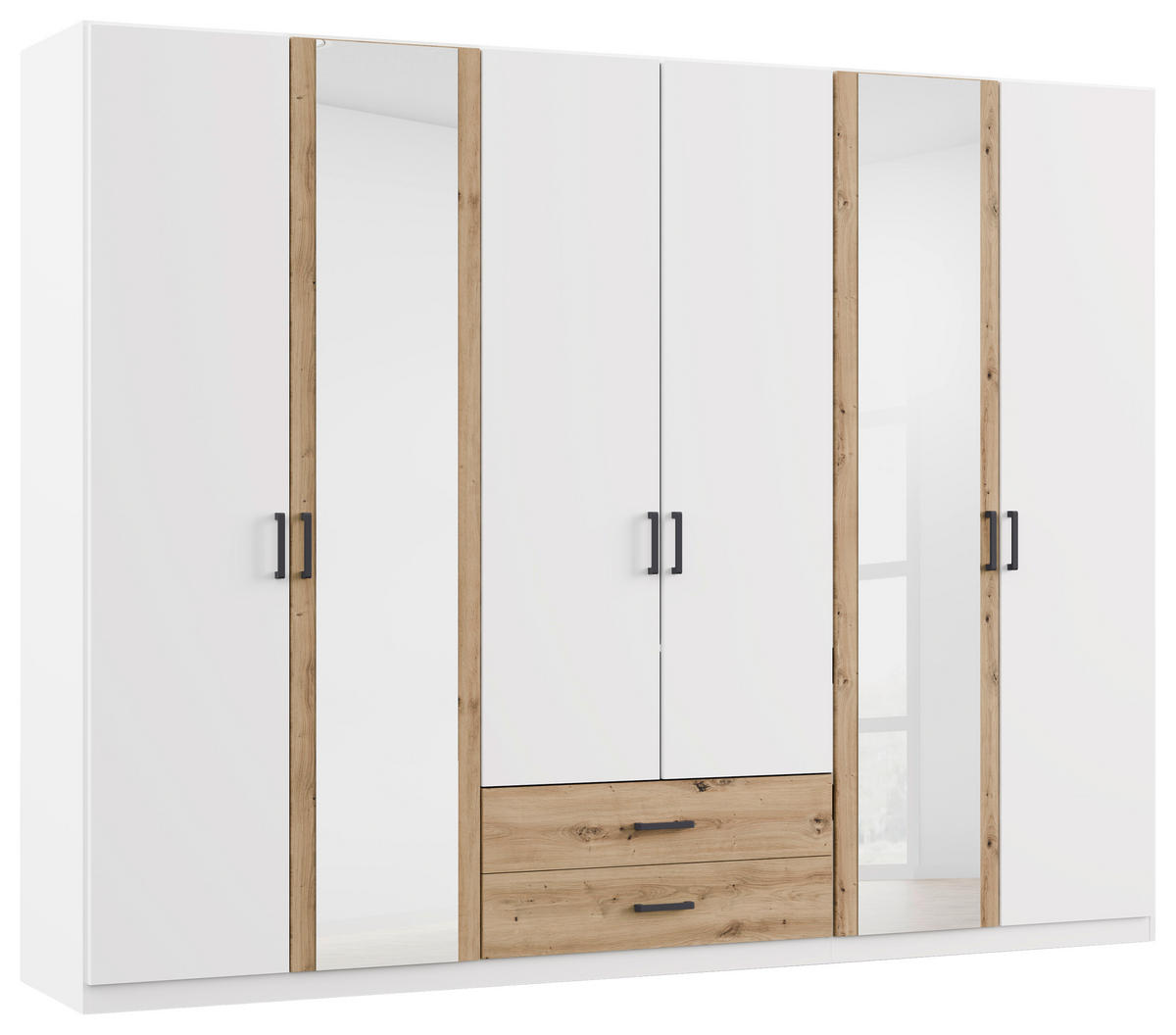 KLEIDERSCHRANK 271/210/54 cm,  in Weiß, Eiche Artisan, 6-türig  - Weiß/Eiche Artisan, KONVENTIONELL, Holzwerkstoff/Kunststoff (271/210/54cm) - Rauch Möbel