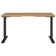 SCHREIBTISCH 140/80/72-118 cm  in Schwarz, Eichefarben, Braun  - Eichefarben/Schwarz, MODERN, Holzwerkstoff/Metall (140/80/72-118cm) - Novel