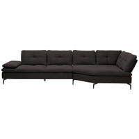 ECKSOFA in Flachgewebe Schwarz  - Schwarz, Design, Textil/Metall (344/157cm) - Chilliano