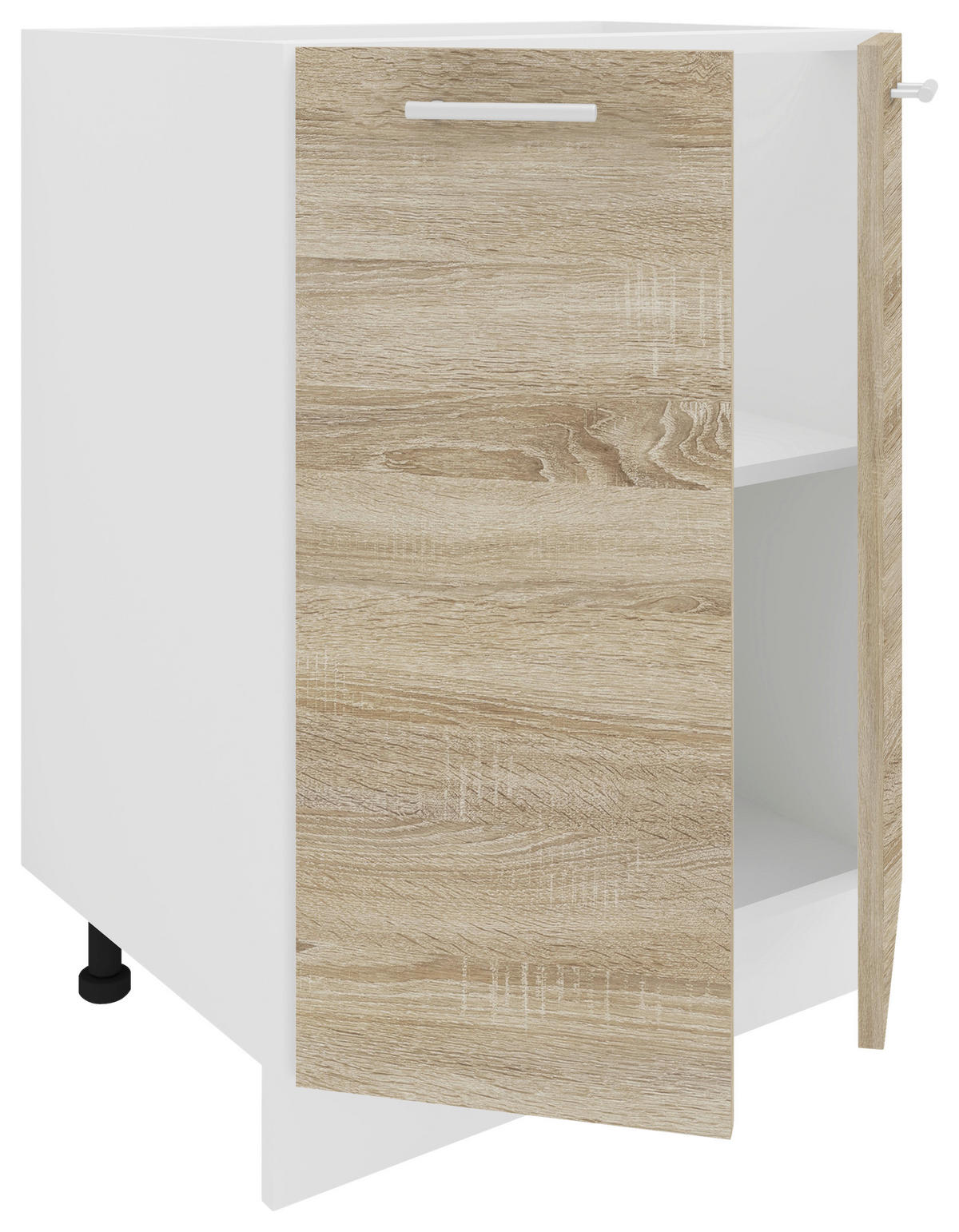 KÜCHENUNTERSCHRANK 60/82/46 cm  in Weiss, Sonoma Eiche  - Weiss/Alufarben, Konventionell, Holzwerkstoff/Metall (60/82/46cm) - MID.YOU