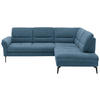 ECKSOFA in Webstoff Blau  - Blau/Schwarz, Design, Textil/Metall (256/206cm) - Beldomo System
