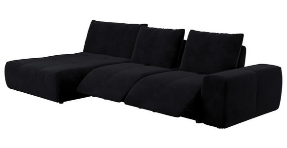 ECKSOFA in Velours Anthrazit  - Anthrazit/Schwarz, Design, Kunststoff/Textil (174/342cm) - Xora