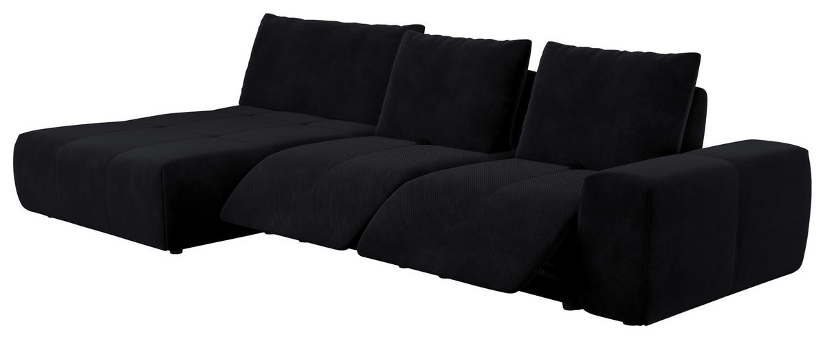 ECKSOFA in Velours Anthrazit  - Anthrazit/Schwarz, Design, Kunststoff/Textil (174/347cm) - Xora