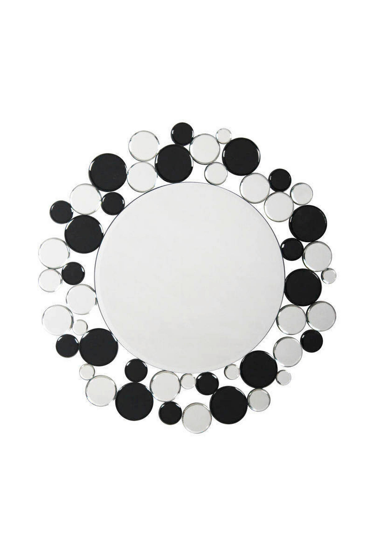 WANDSPIEGEL 80/80/5 cm    in rund  - Silberfarben/Schwarz, Basics, Glas/Metall (80/80/5cm) - Kayoom