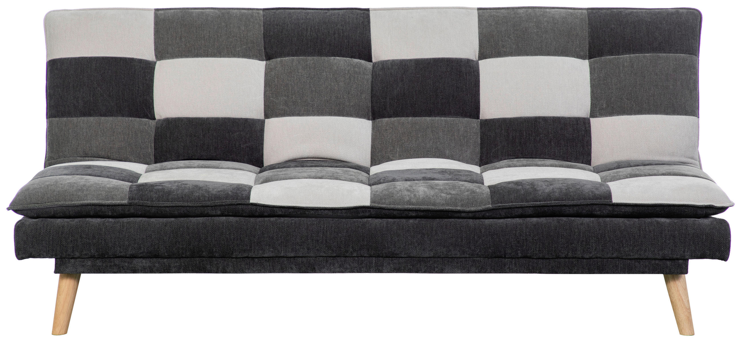 SCHLAFSOFA Chenille Grau, Schwarz, Weiß  - Schwarz/Naturfarben, Design, Holz/Textil (180/77/91cm) - MID.YOU