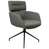 ARMLEHNSTUHL  Wippfunktion, Sitzfläche 360° drehbar, Lederauswahl  Echtleder  Schwarz, Dunkelgrau  - Dunkelgrau/Schwarz, Design, Leder/Metall (62/92/66cm) - Dieter Knoll