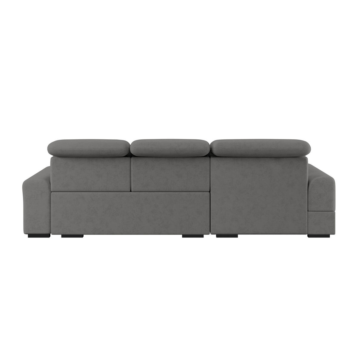 ECKSOFA Anthrazit Chenille Rücken echt, Kopfteilverstellung  - Anthrazit/Schwarz, KONVENTIONELL, Holz/Textil (203/286cm) - MID.YOU