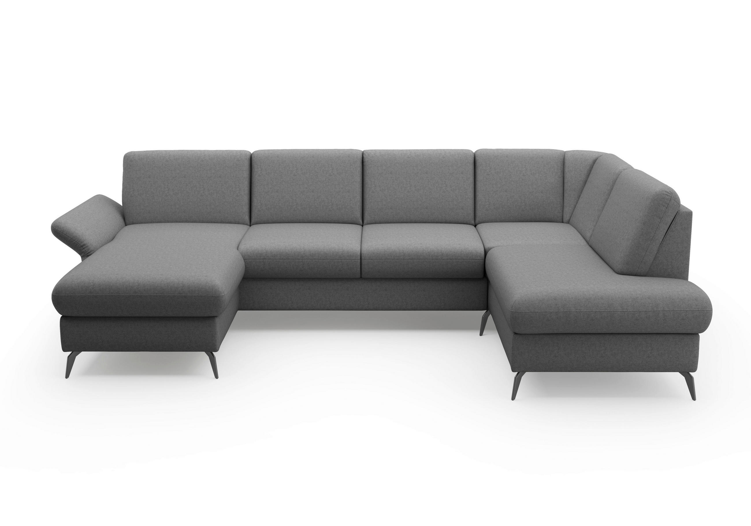 Thumbnail - Sit & More Wohnlandschaft Rochelle E, Dunkelgrau, Textil, 5,5-Sitzer, Ottomane rechts, U-Form, 314x195 cm, Goldenes M, O...