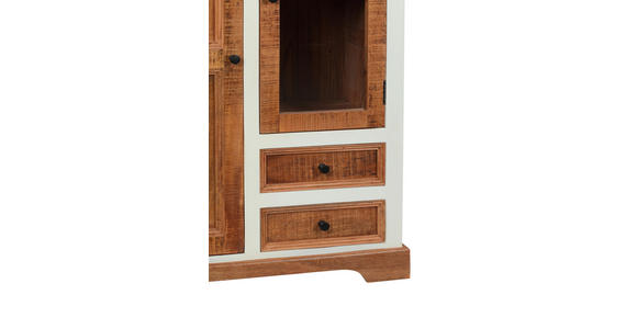 HIGHBOARD Akazie, Mangoholz vollmassiv Naturfarben, Weiß  - Schwarz/Naturfarben, ROMANTIK / LANDHAUS, Glas/Holz (100/128/40cm) - Landscape