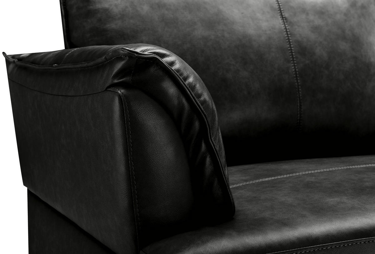 DVOSJED drvo, tekstil, koža  crna    - crna, Design, koža/drvo (195/87/90cm) - MID.YOU