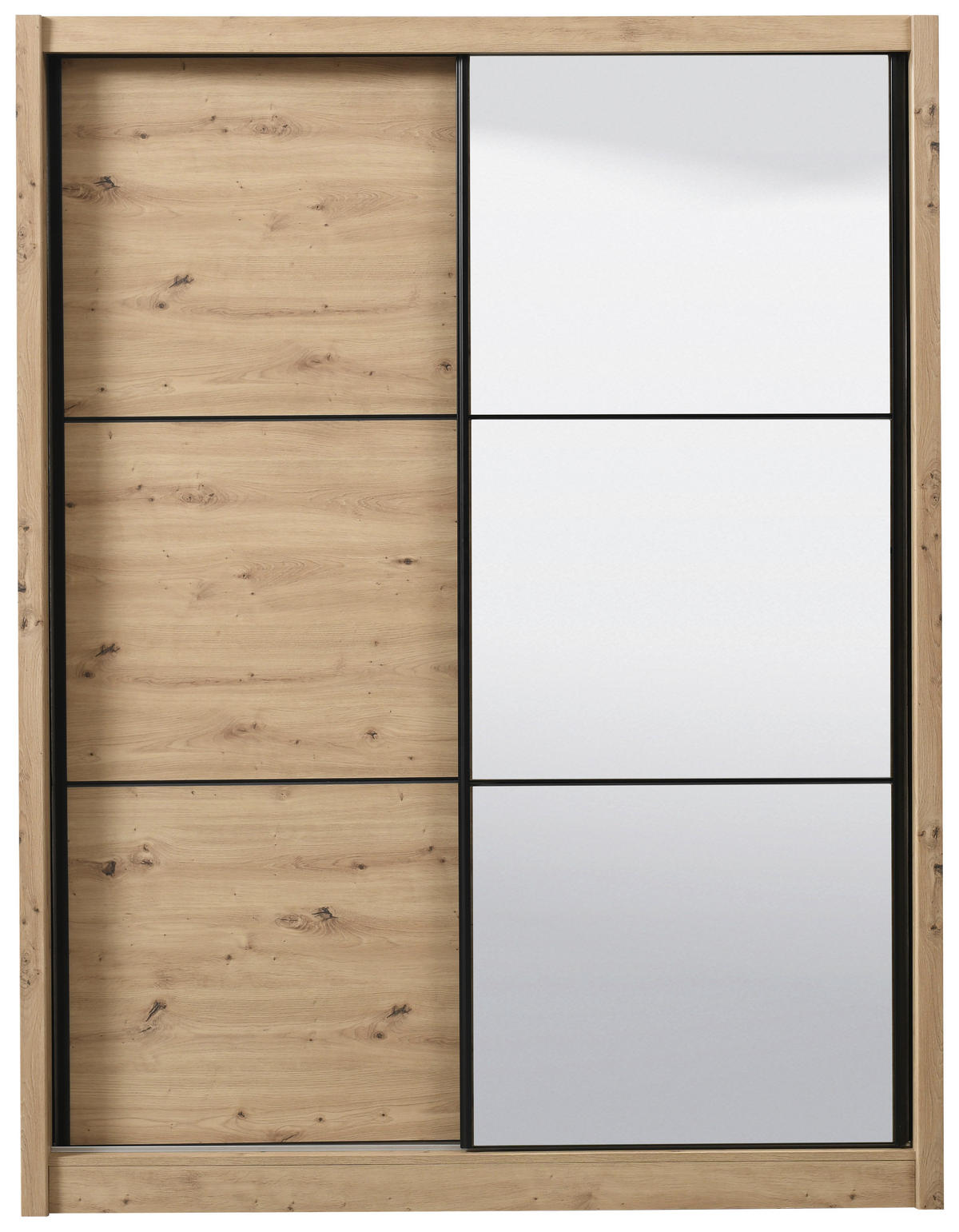 SCHIEBETÜRENSCHRANK 166/215,5/60 cm 2-türig Eiche Artisan  - Schwarz/Eiche Artisan, Basics, Glas/Holzwerkstoff (166/215,5/60cm) - Xora