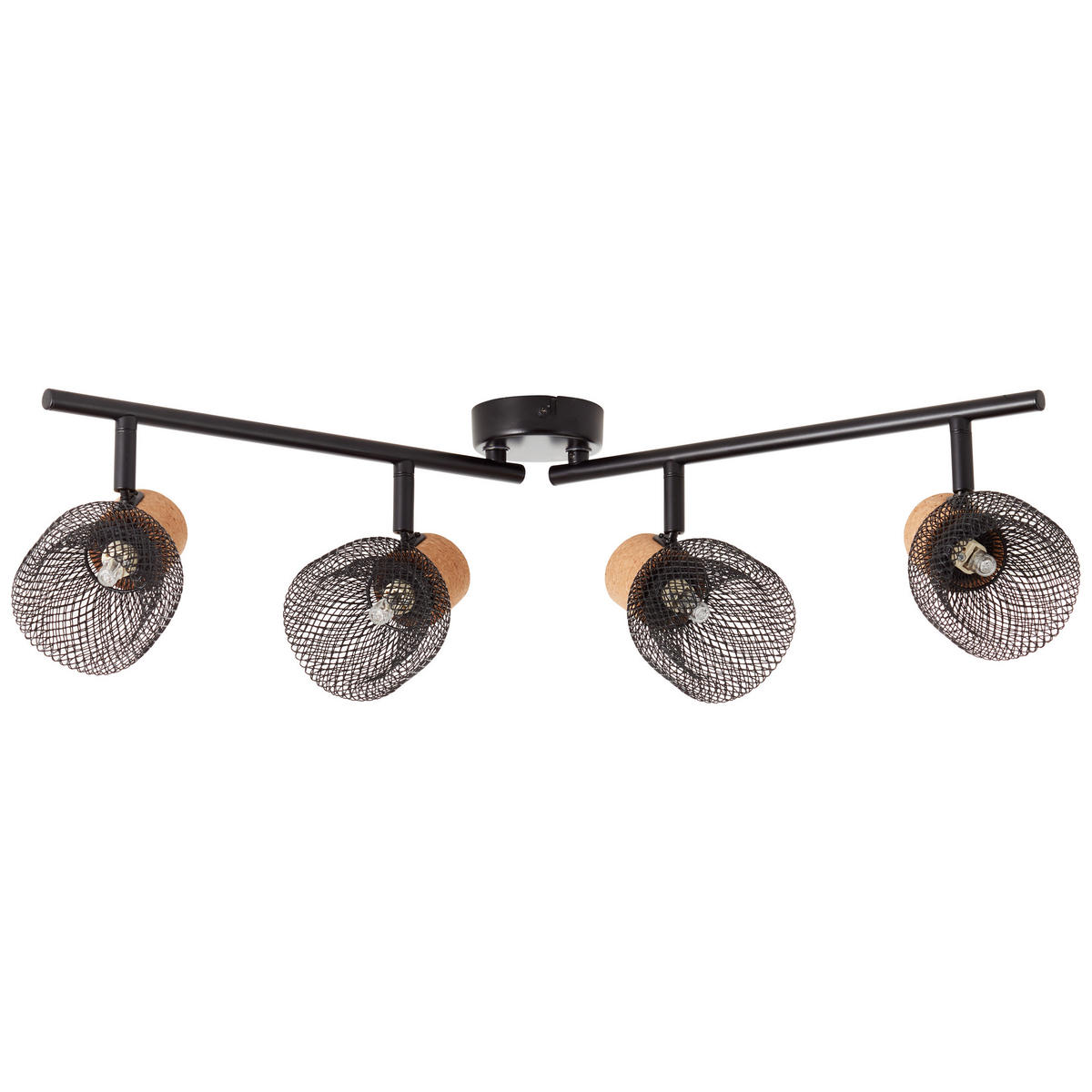 DECKENLEUCHTE     - Schwarz, Natur, Holz/Metall (16,5/76,5/9cm) - Brilliant