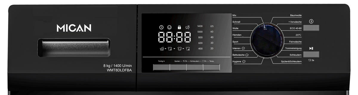 WASCHMASCHINE WMT8DLDFBA   - Schwarz, Basics, Metall (52/59,5/85cm) - Mican