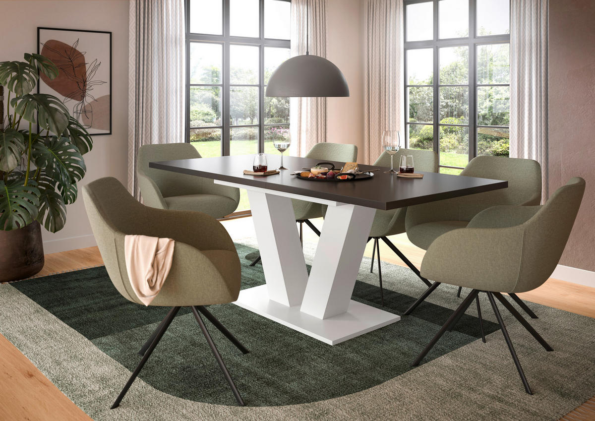 AUSZIEHTISCH Grau rechteckig  ausziehbar  - Weiß/Grau, Trend, Holzwerkstoff (150-190/76/90cm)