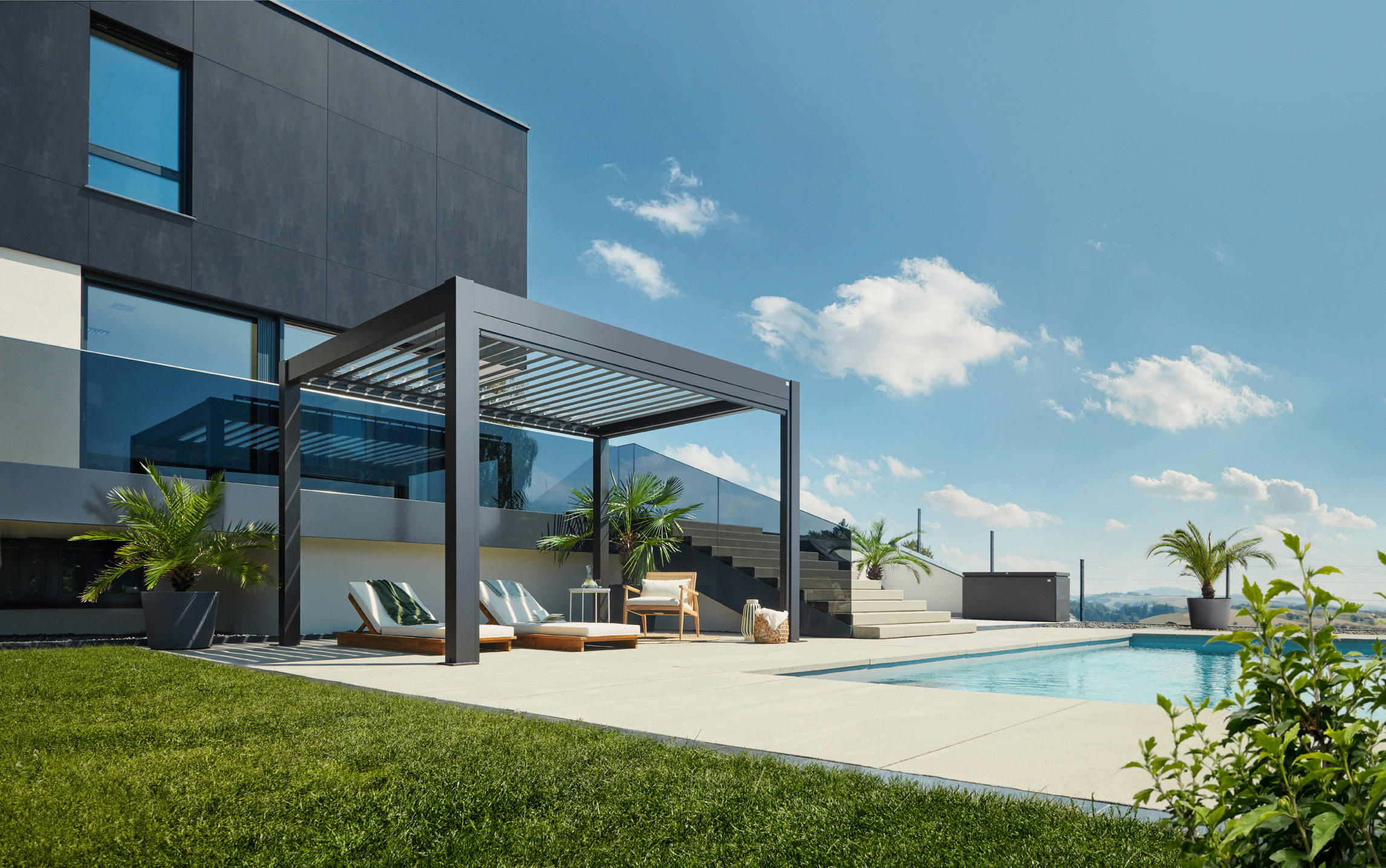 PAVILLON - Dunkelgrau, Design, Metall (404,5/264/312cm) - Biohort