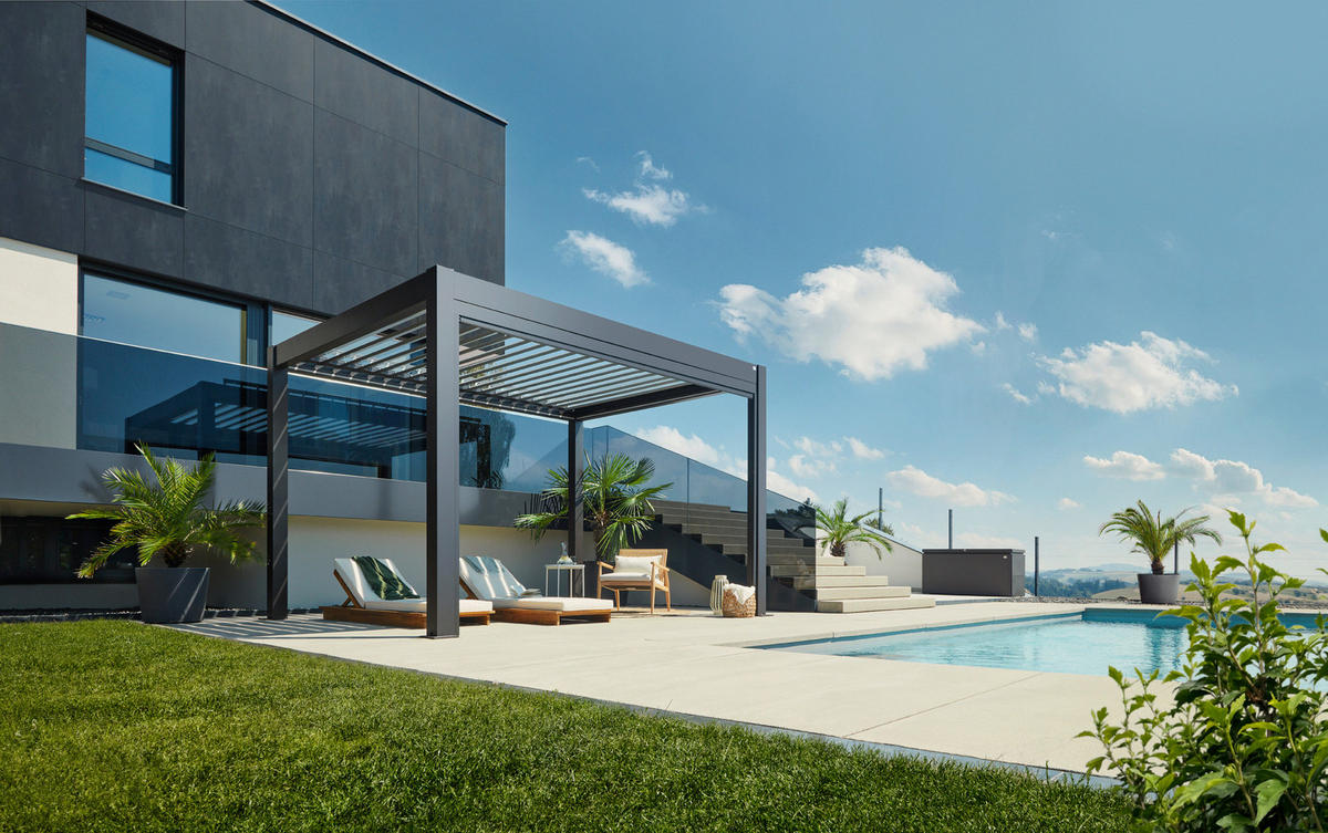 PAVILLON - Dunkelgrau/Silberfarben, Design, Metall (404,5/264/312cm) - Biohort