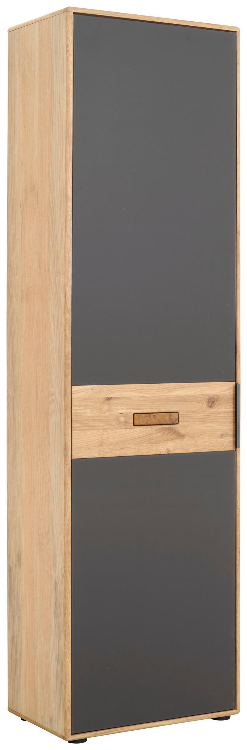 Linea Natura Garderobenschrank Anthrazit, Eiche Bianco 59x207x38 cm