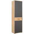 GARDEROBENSCHRANK  in 59/207/38 cm  - Eiche Bianco/Anthrazit, Natur, Glas/Holz (59/207/38cm) - Linea Natura