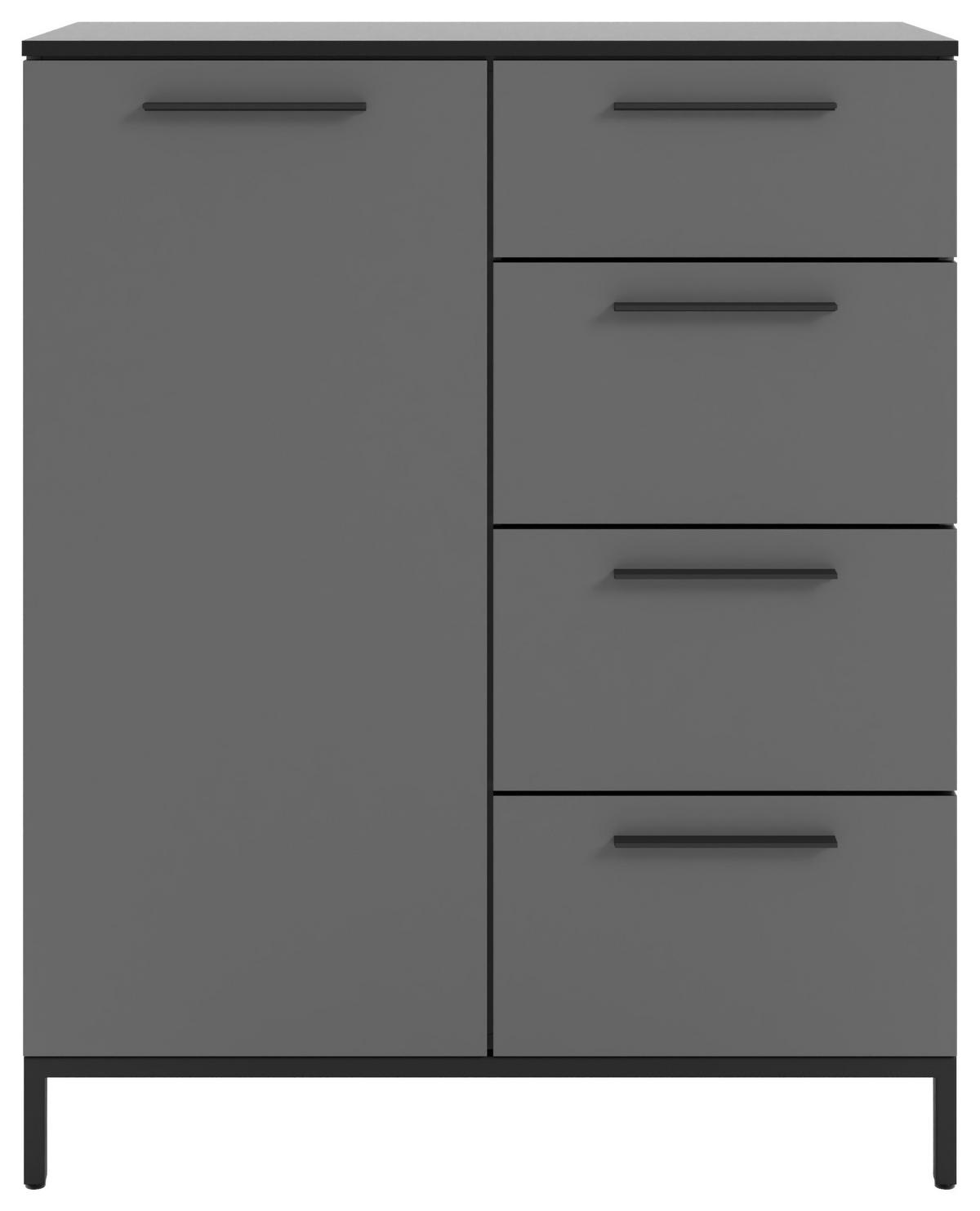 KOMMODE Soul  in 90/111/40 cm  - Dunkelgrau/Schwarz, MODERN, Holzwerkstoff/Metall (90/111/40cm)