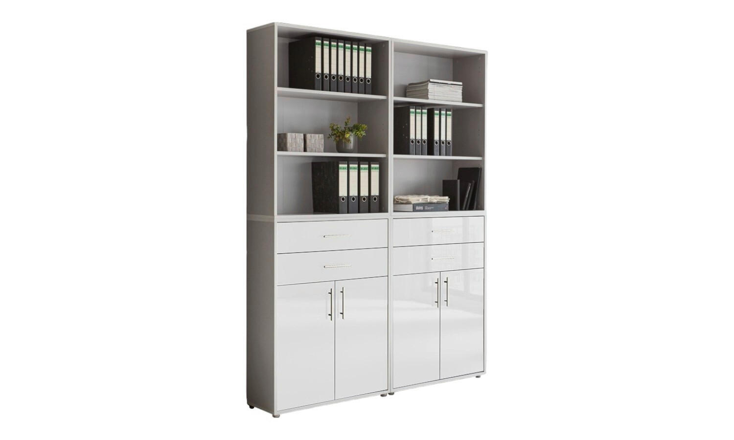 Mid.you Aktenschrank Grau, Weiß Hochglanz 168.8x227.2x33 cm