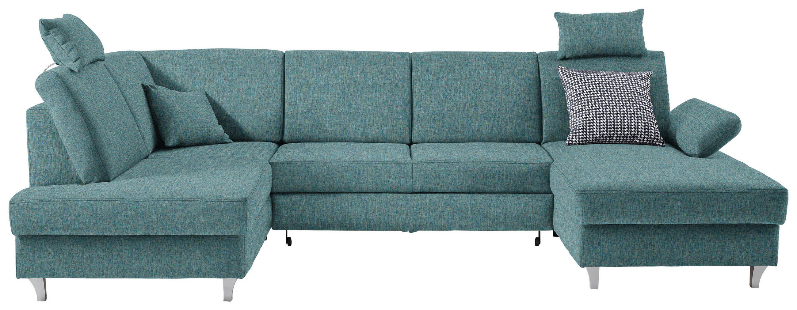 WOHNLANDSCHAFT in Webstoff Türkis  - Türkis/Silberfarben, KONVENTIONELL, Holz/Textil (186/322/167cm) - Cantus
