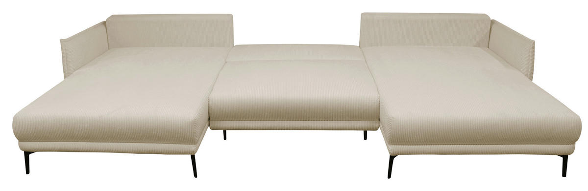 WOHNLANDSCHAFT NUOVO U Beige Cord  - Beige/Schwarz, Design, Textil/Metall (194/360/194cm) - MID.YOU