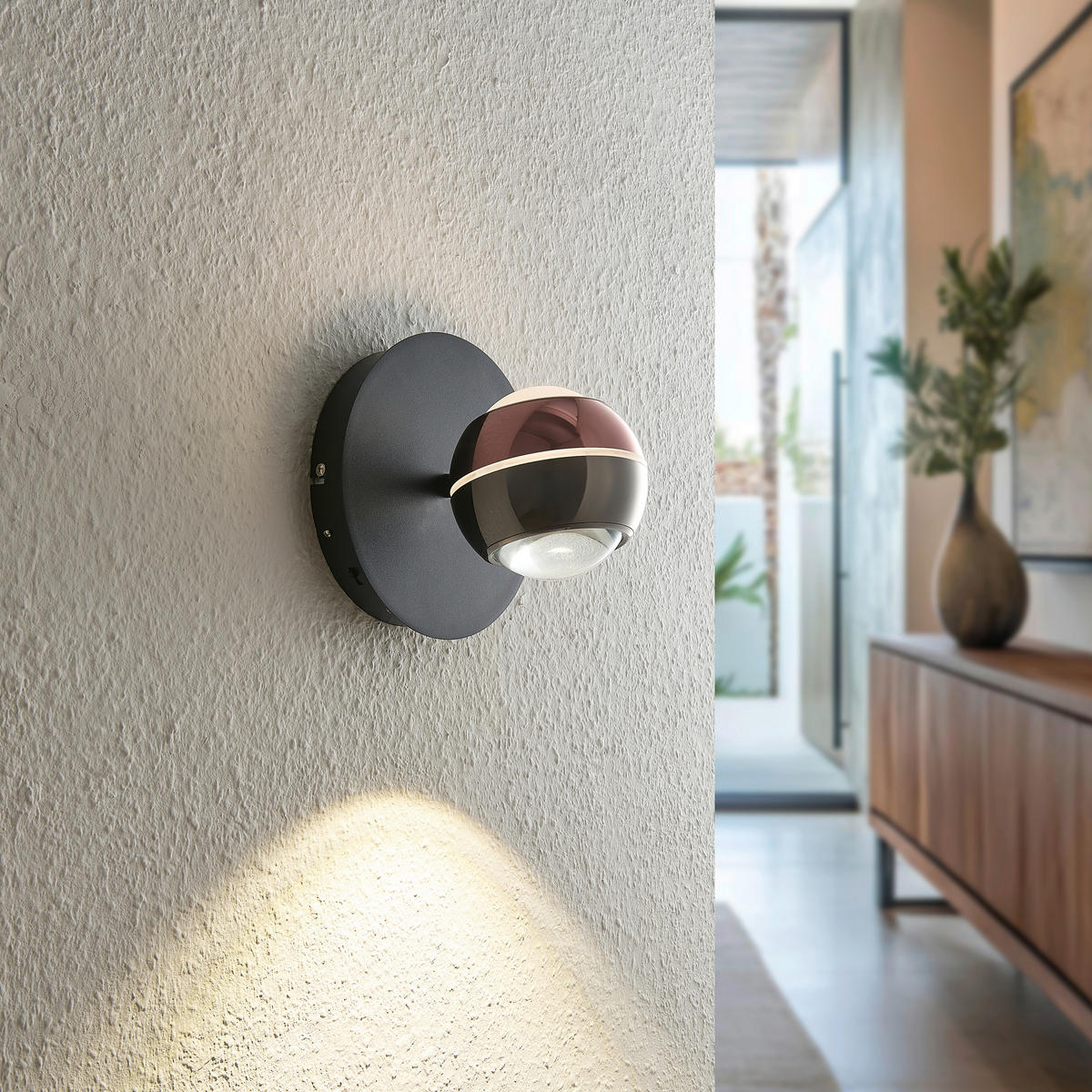 LED-WANDLEUCHTE Easy 20/19 cm  - Schwarz/Kupferfarben, Design, Glas/Kunststoff (20/19cm) - Dieter Knoll